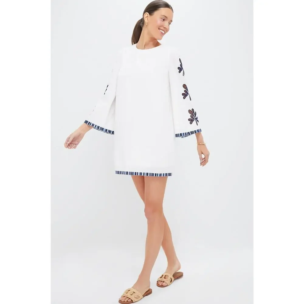 HYACINTH HOUSE White & Blue Embroidery Atlantic Mini Dress Size XL NWT - Picture 1 of 7